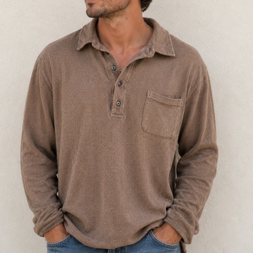 LL Bean Pima Cotton Henley Shirt Outdoors Gorpcore Granola Quiet Luxury Western